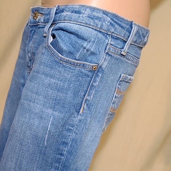 seven7 flare shredded blue jeans - Picture 9 of 14